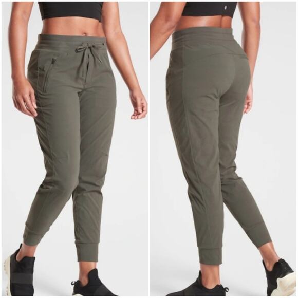 Athleta Trekkie North Jogger Pants Sz 16 Green Hiking Outdoor Active Pull-On - Picture 1 of 16